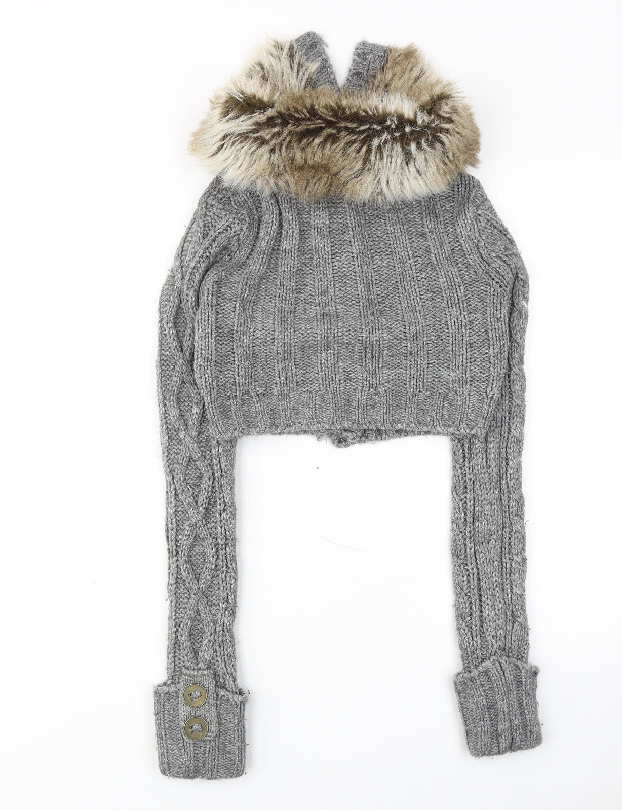 River Island Womens Grey Collared Wool Cardigan Jumper Size 8