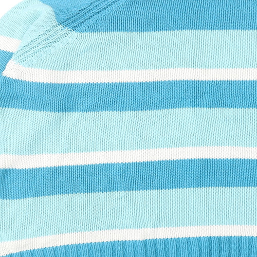 BPC Womens Blue Round Neck Striped Acrylic Pullover Jumper Size 18