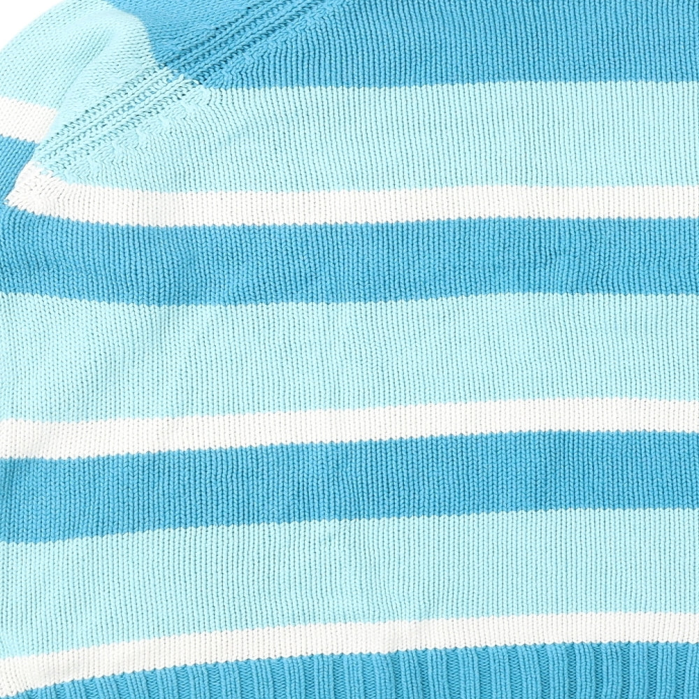 BPC Womens Blue Round Neck Striped Acrylic Pullover Jumper Size 18