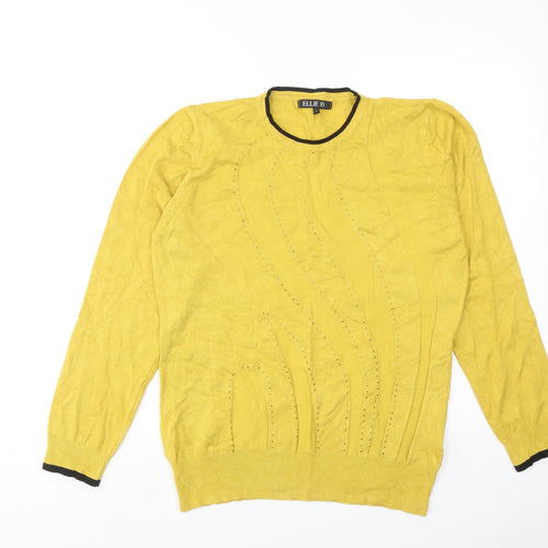 Ellie B Womens Yellow Round Neck Viscose Pullover Jumper Size L