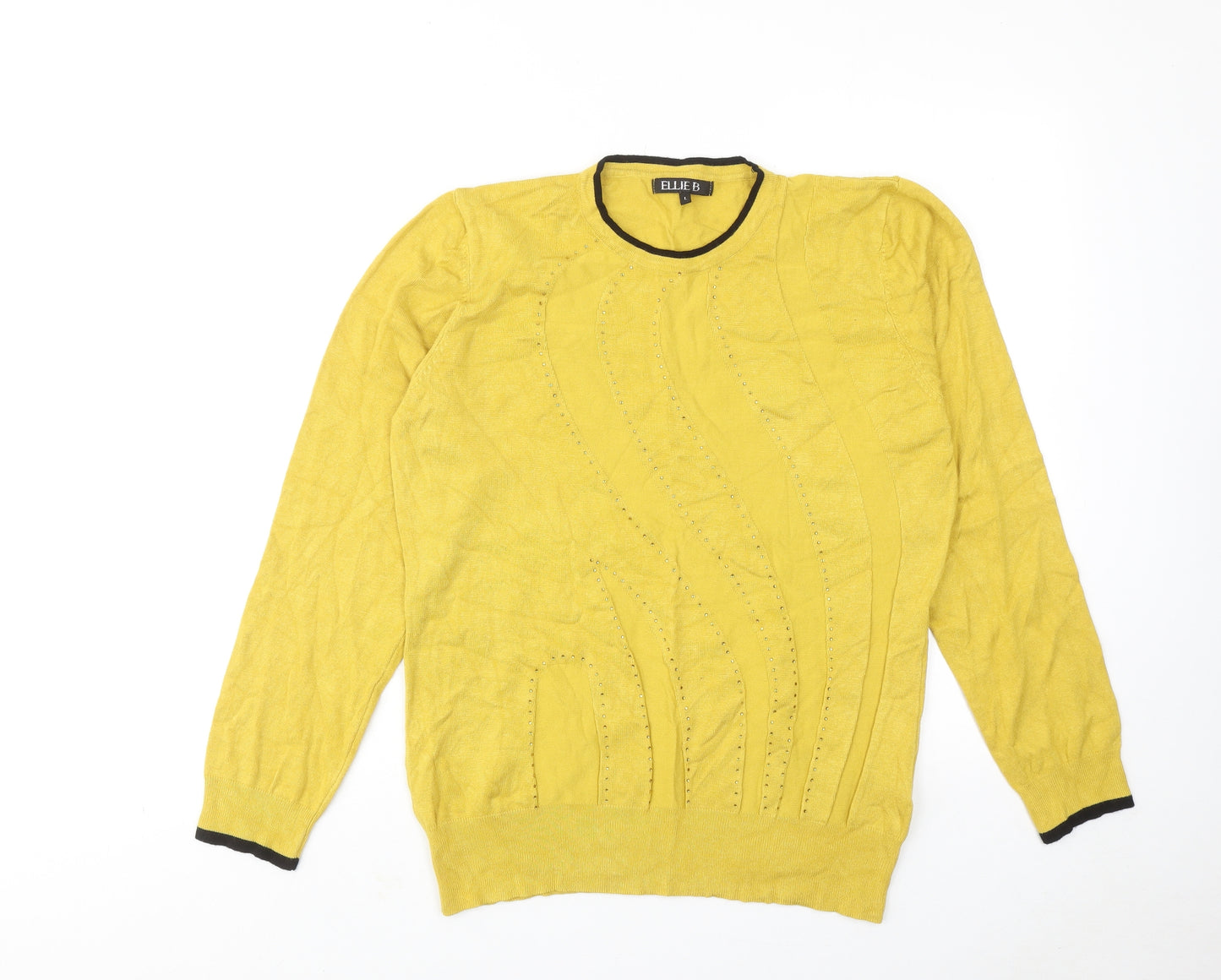 Ellie B Womens Yellow Round Neck Viscose Pullover Jumper Size L