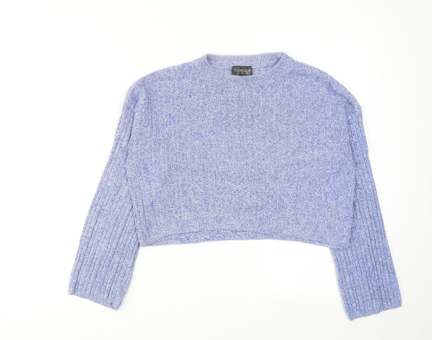 Topshop Womens Blue Round Neck Cotton Pullover Jumper Size 10