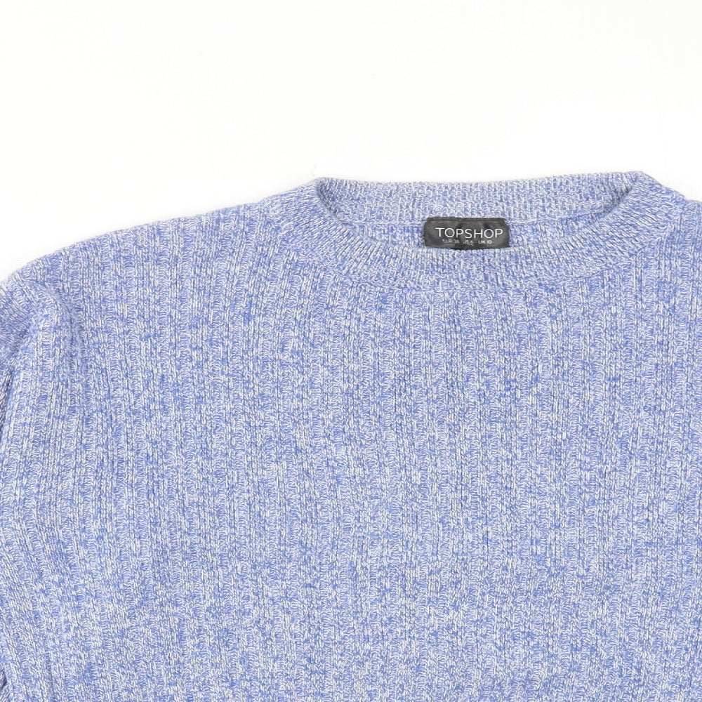Topshop Womens Blue Round Neck Cotton Pullover Jumper Size 10