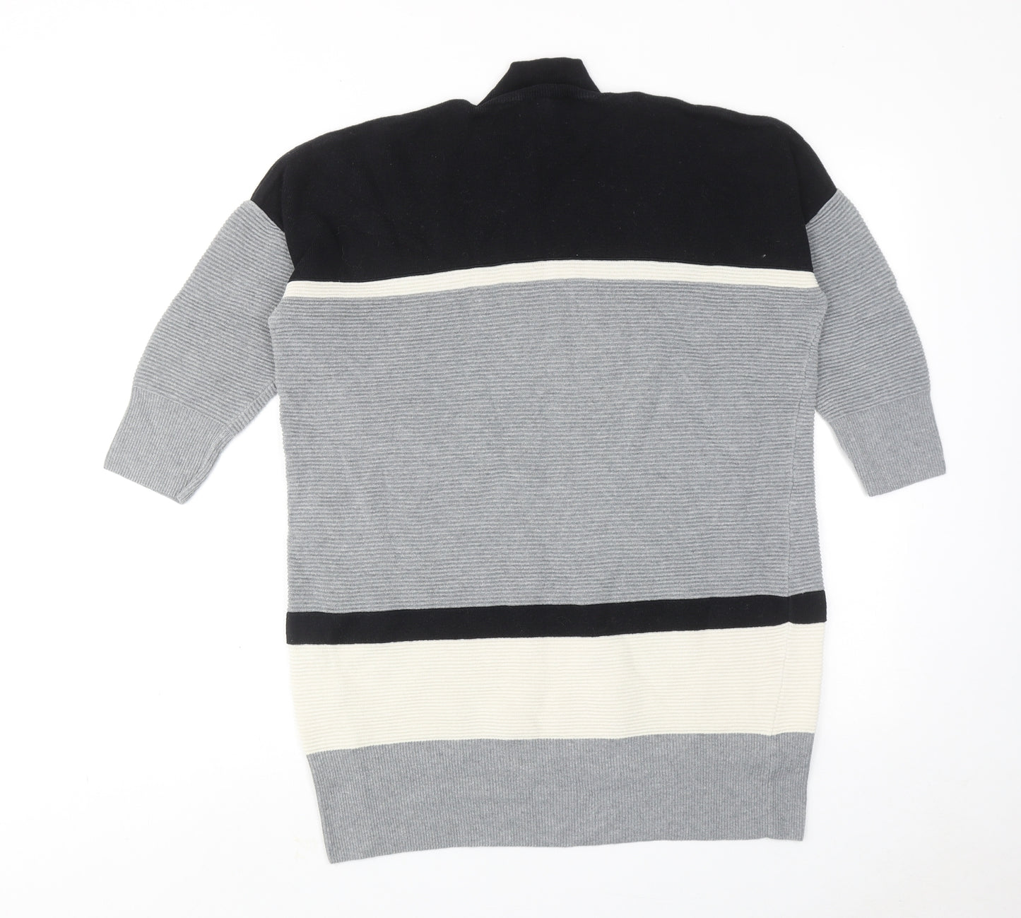 River Island Womens Grey High Neck Striped Acrylic Pullover Jumper Size 12