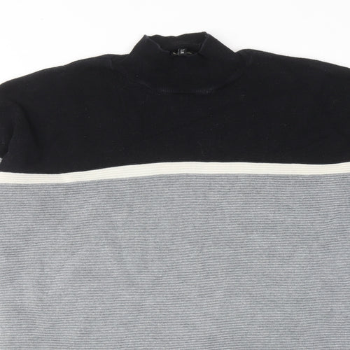 River Island Womens Grey High Neck Striped Acrylic Pullover Jumper Size 12