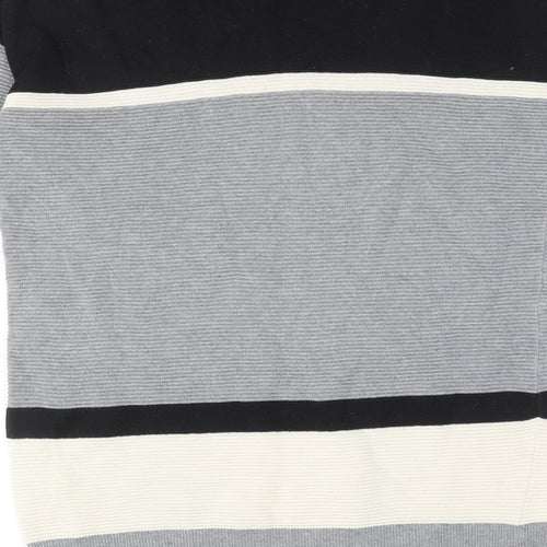River Island Womens Grey High Neck Striped Acrylic Pullover Jumper Size 12