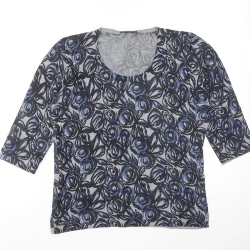 Alex & Co. Womens Blue Round Neck Geometric Viscose Pullover Jumper Size 14