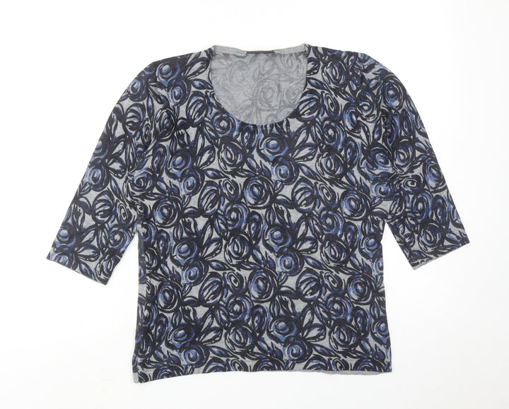 Alex & Co. Womens Blue Round Neck Geometric Viscose Pullover Jumper Size 14