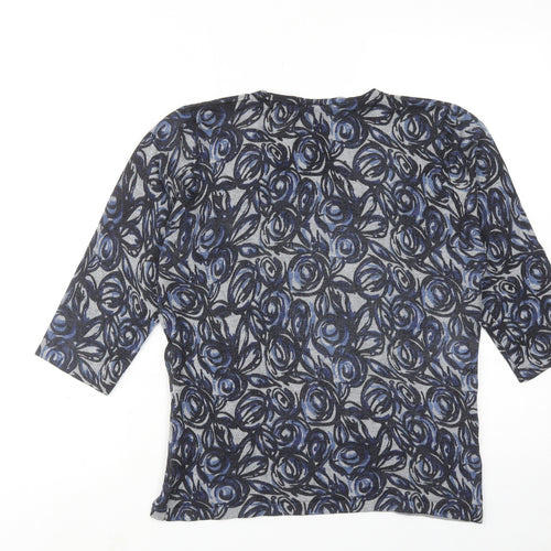 Alex & Co. Womens Blue Round Neck Geometric Viscose Pullover Jumper Size 14