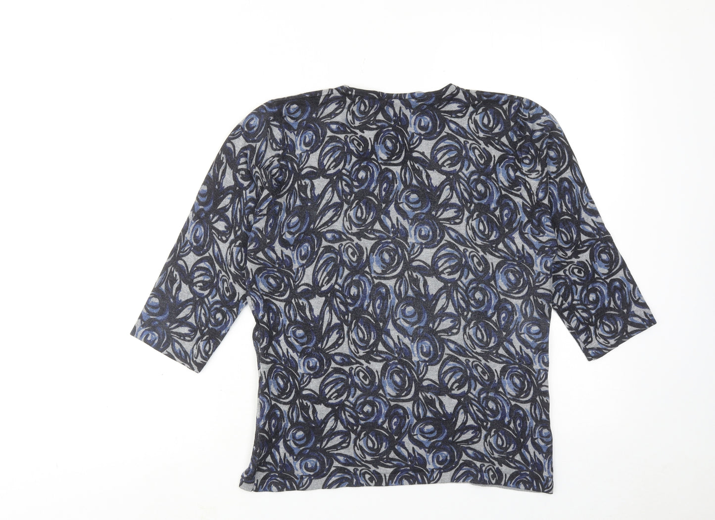 Alex & Co. Womens Blue Round Neck Geometric Viscose Pullover Jumper Size 14
