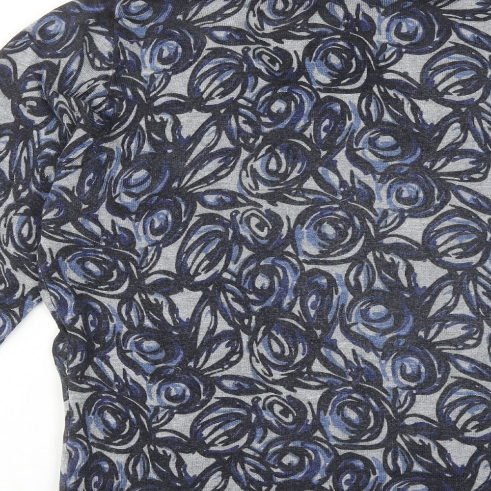 Alex & Co. Womens Blue Round Neck Geometric Viscose Pullover Jumper Size 14