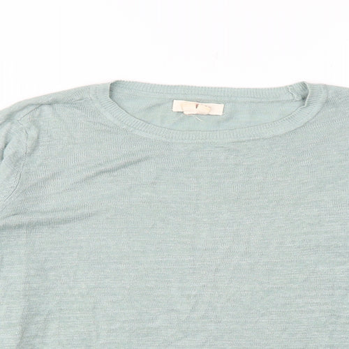 Fat Face Womens Green Round Neck Linen Pullover Jumper Size 14