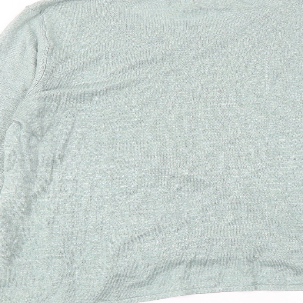 Fat Face Womens Green Round Neck Linen Pullover Jumper Size 14