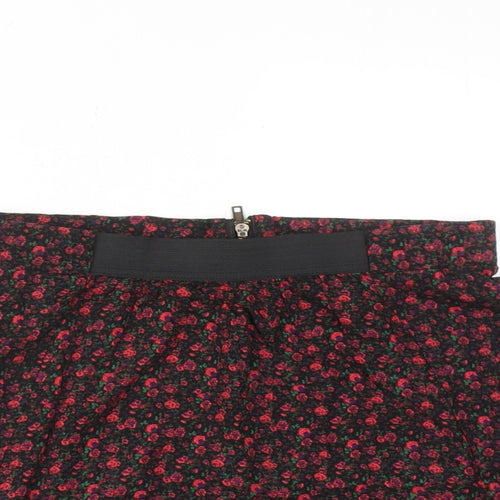 Pins & Needles Womens Red Floral Viscose Skater Skirt Size M Zip
