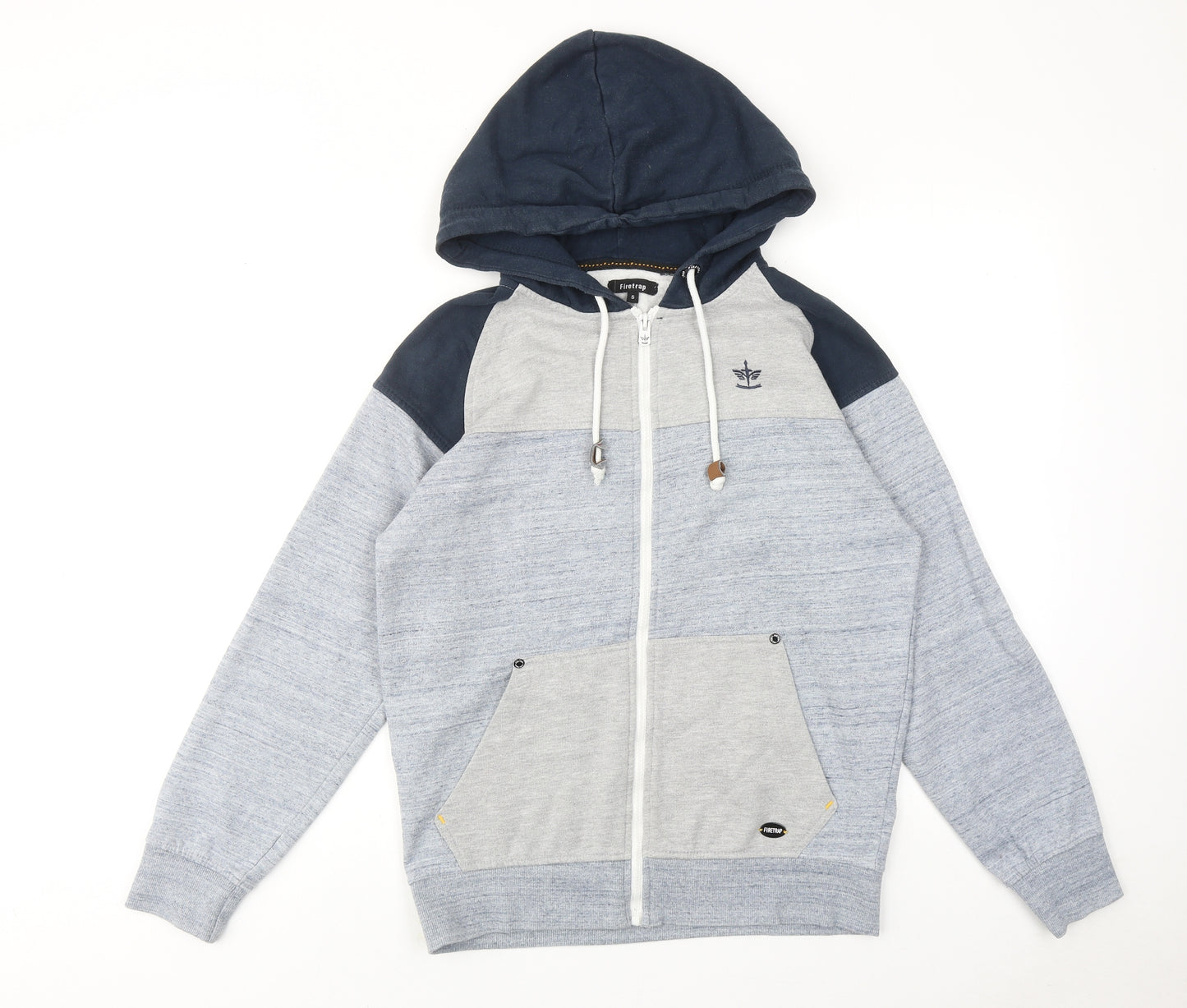 Firetrap Mens Blue Cotton Full Zip Hoodie Size S