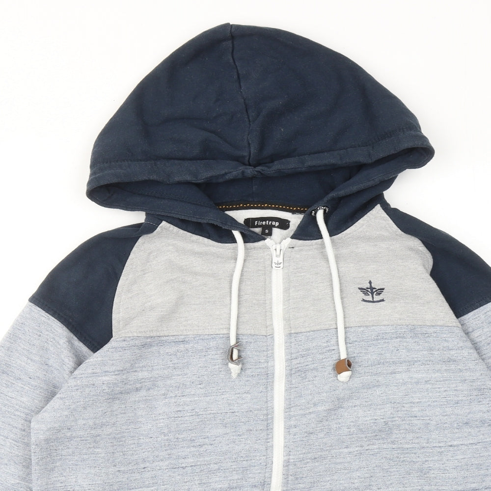 Firetrap Mens Blue Cotton Full Zip Hoodie Size S