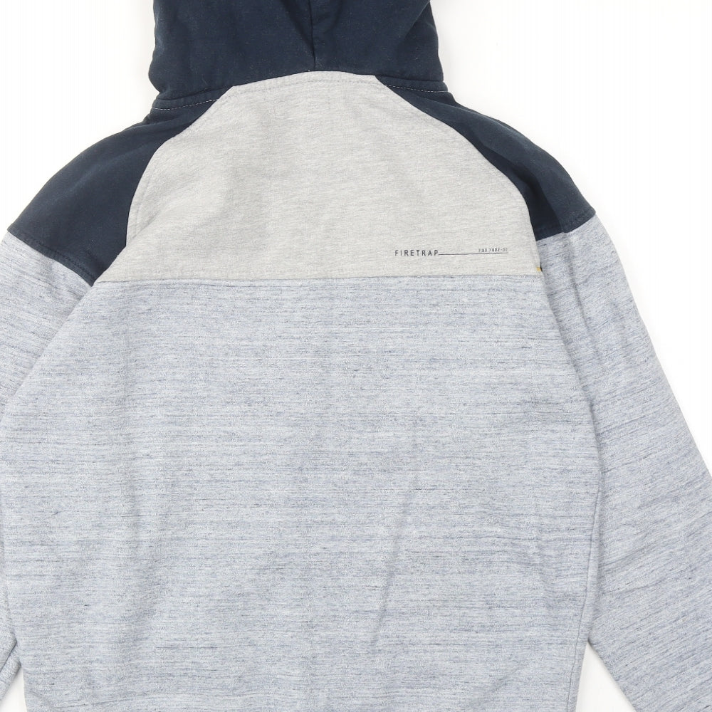 Firetrap Mens Blue Cotton Full Zip Hoodie Size S