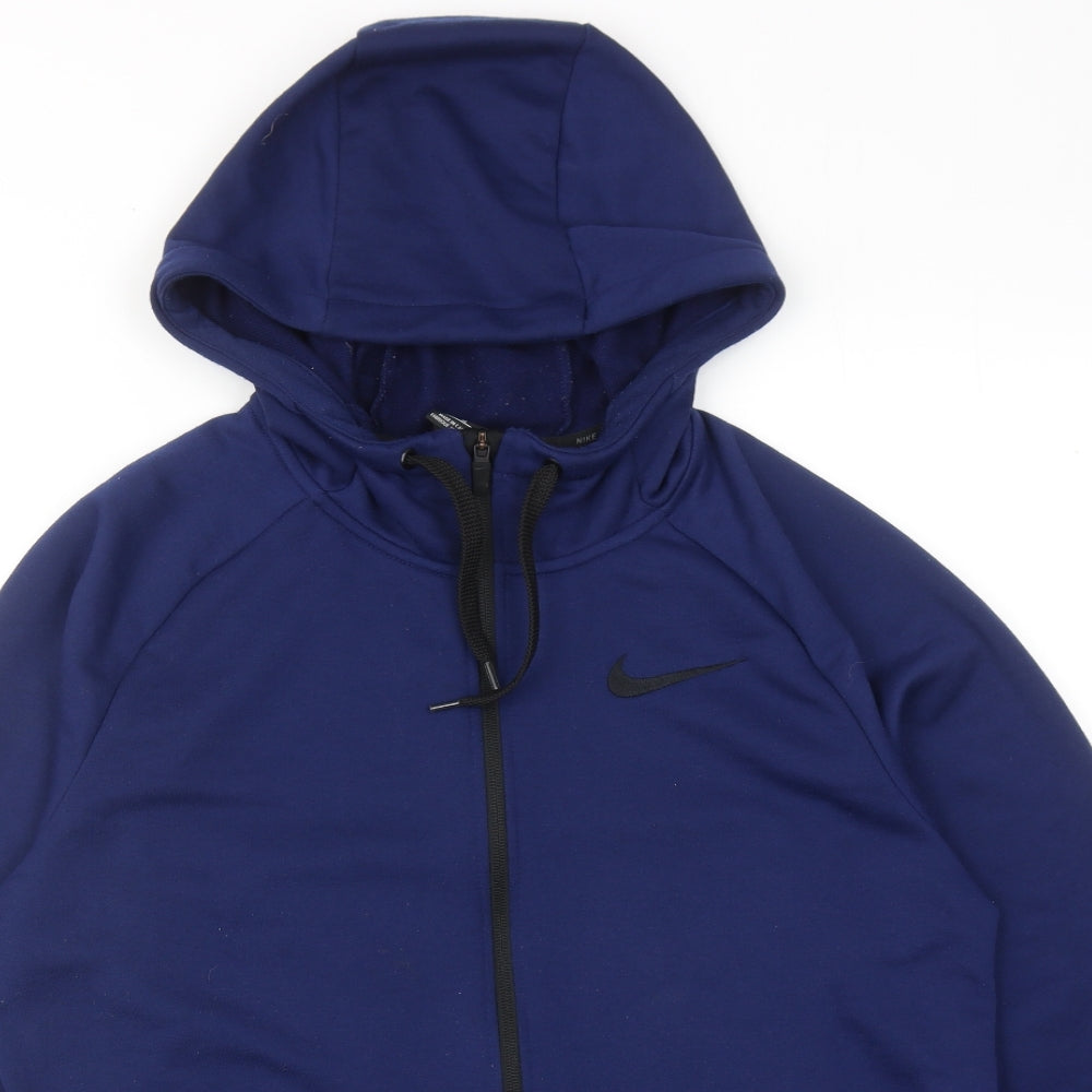 Nike Mens Blue Cotton Full Zip Hoodie Size M
