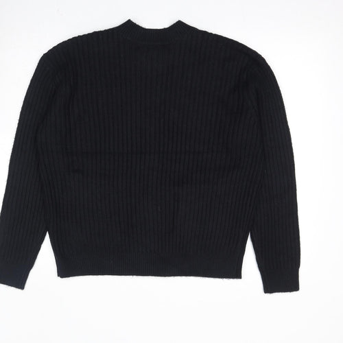 Marks and Spencer Womens Black Round Neck Polyester Full Zip Jumper Size M