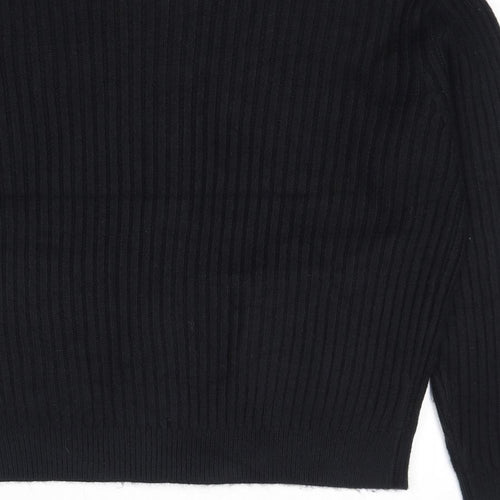 Marks and Spencer Womens Black Round Neck Polyester Full Zip Jumper Size M