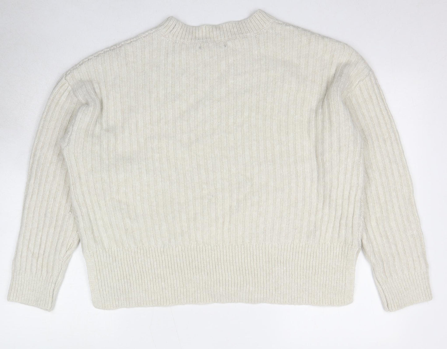 Marks and Spencer Womens Ivory Round Neck Acrylic Pullover Jumper Size L