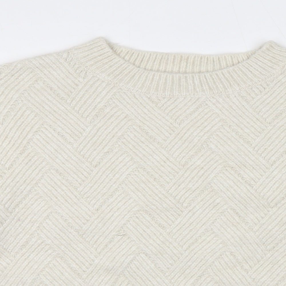 Marks and Spencer Womens Ivory Round Neck Acrylic Pullover Jumper Size L