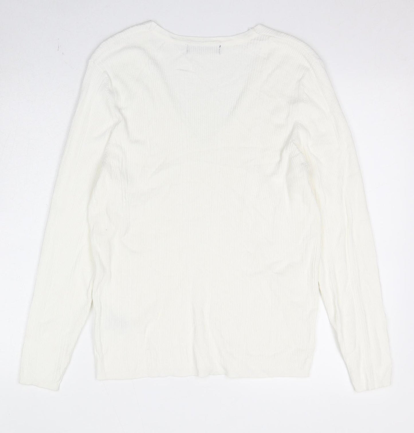 Marks and Spencer Womens Ivory V-Neck Viscose Pullover Jumper Size 18
