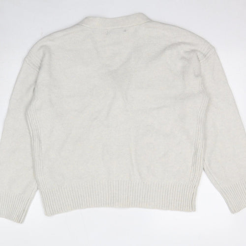 Marks and Spencer Womens Ivory V-Neck Polyester Cardigan Jumper Size M