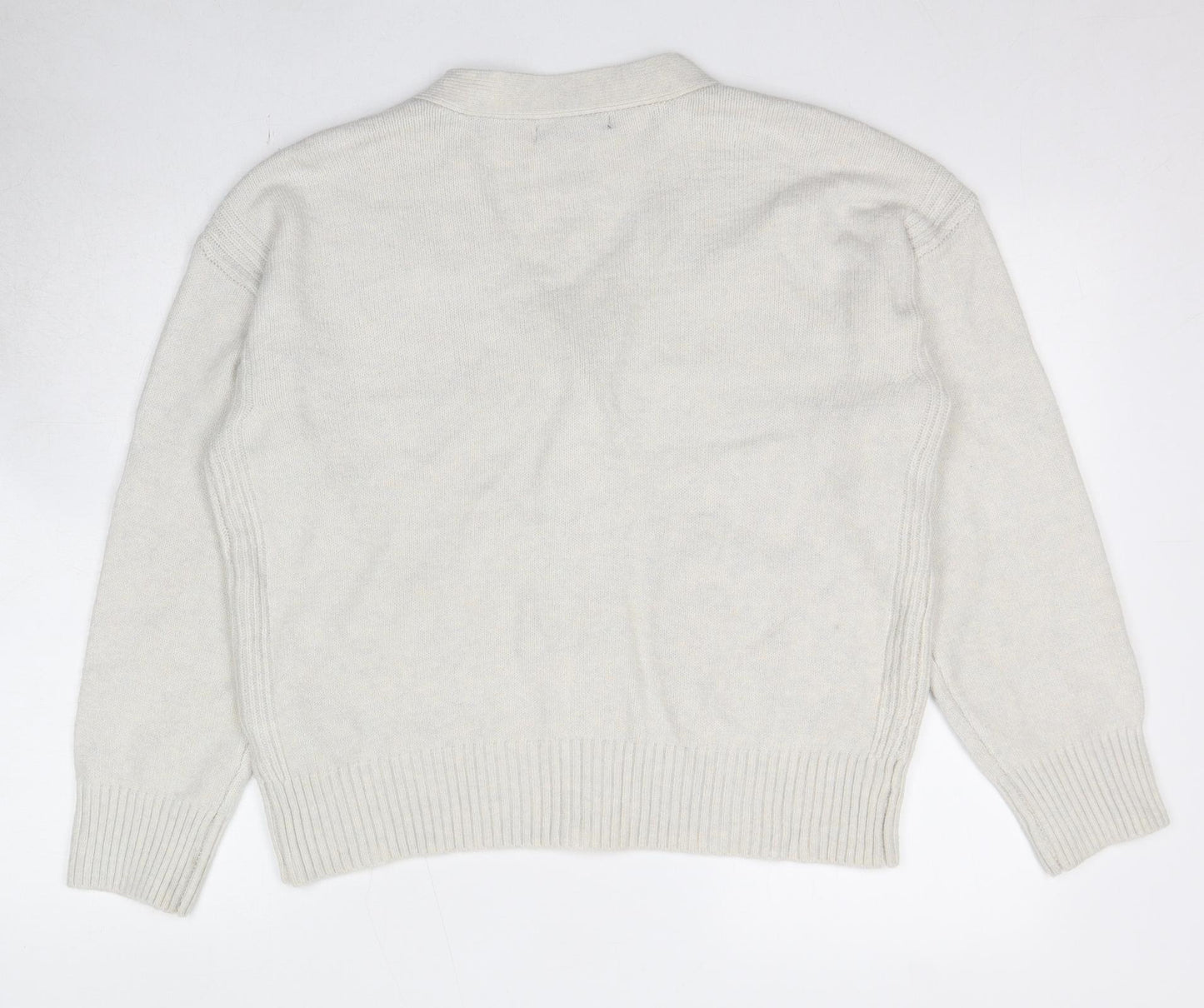 Marks and Spencer Womens Ivory V-Neck Polyester Cardigan Jumper Size M