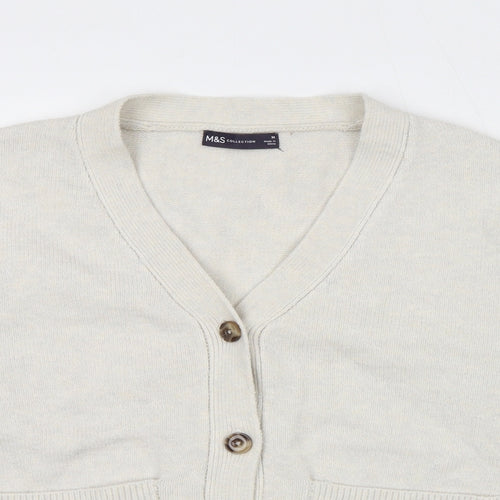 Marks and Spencer Womens Ivory V-Neck Polyester Cardigan Jumper Size M