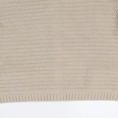 Marks and Spencer Womens Beige Round Neck Polyester Cardigan Jumper Size L