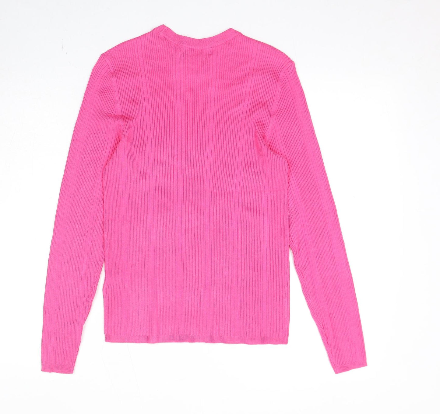 Marks and Spencer Womens Pink Viscose Basic Blouse Size 12 Crew Neck - Ribbed