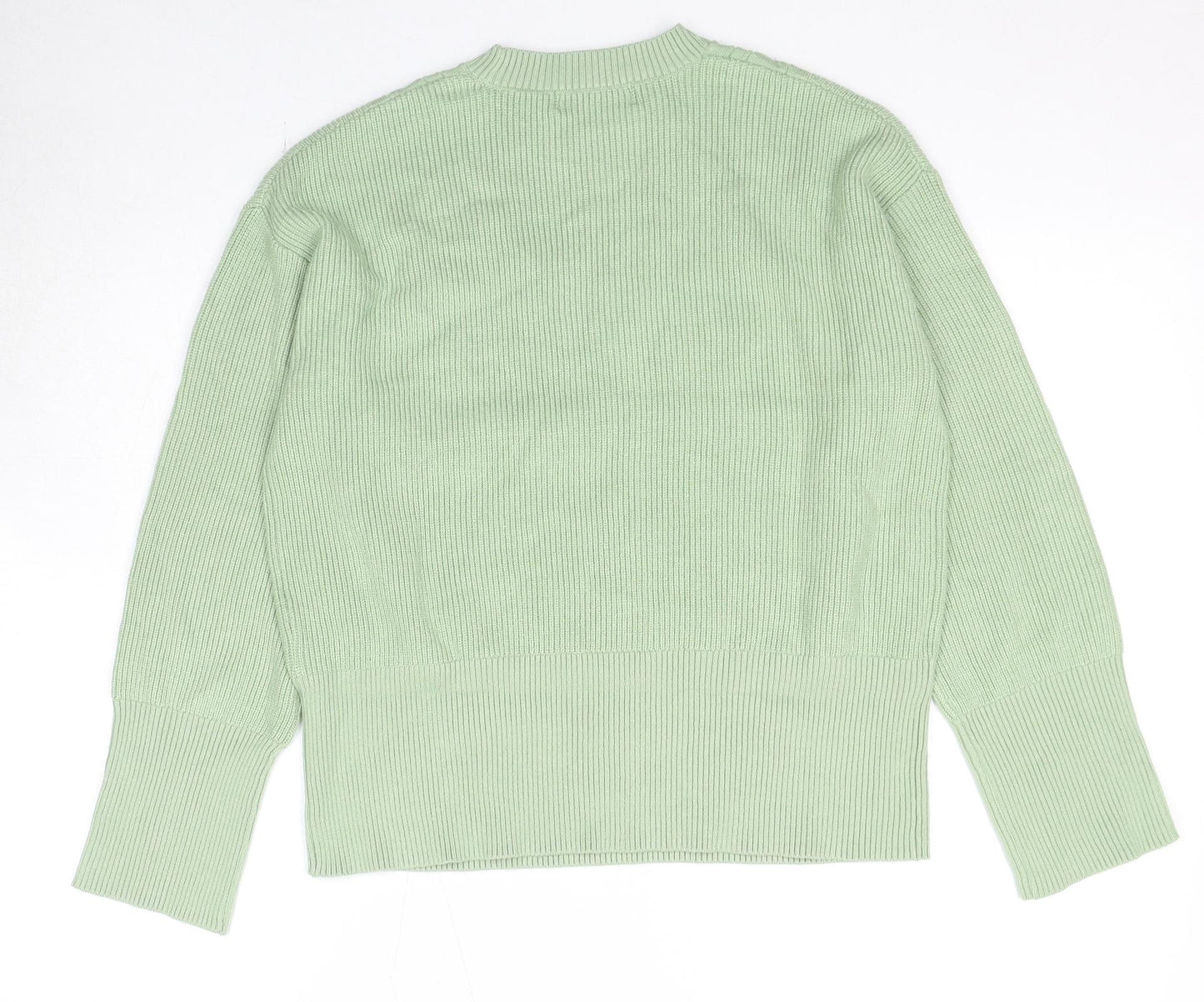 Marks and Spencer Womens Green Round Neck Viscose Pullover Jumper Size S