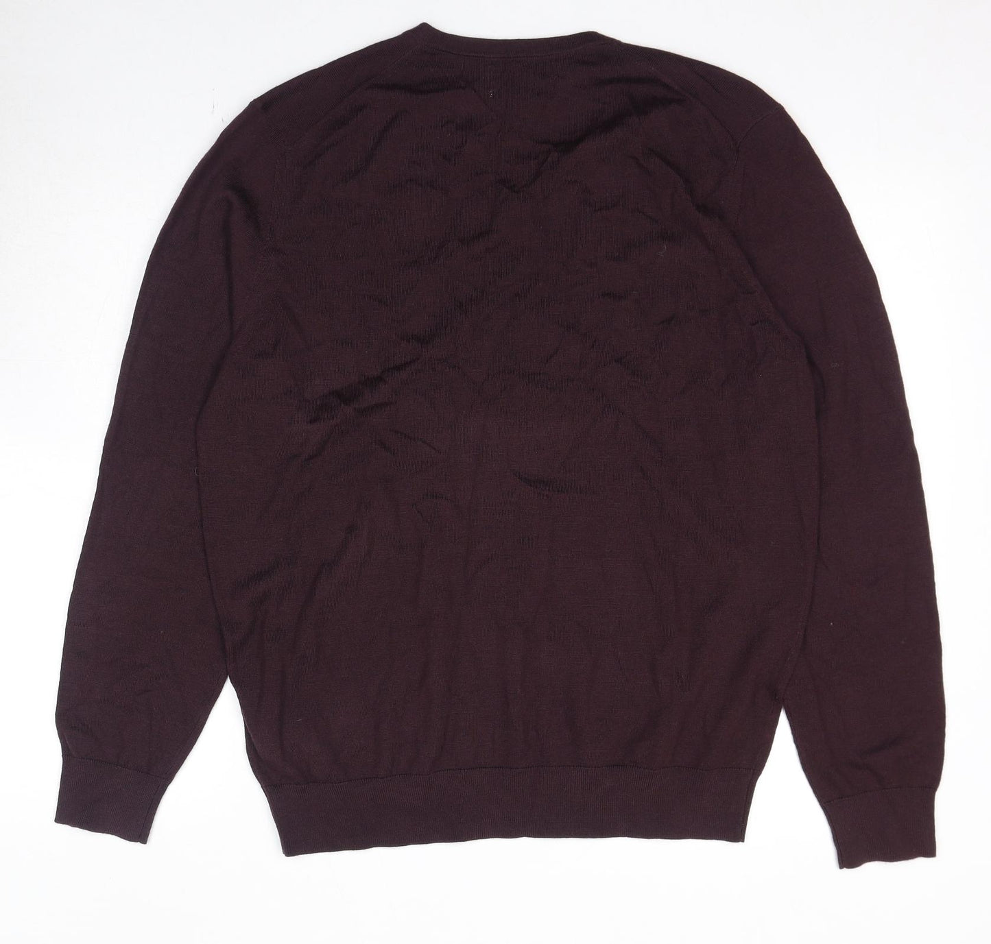 Autograph Womens Red V-Neck Wool Pullover Jumper Size L