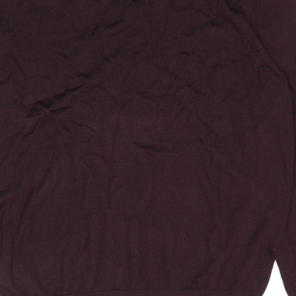 Autograph Womens Red V-Neck Wool Pullover Jumper Size L