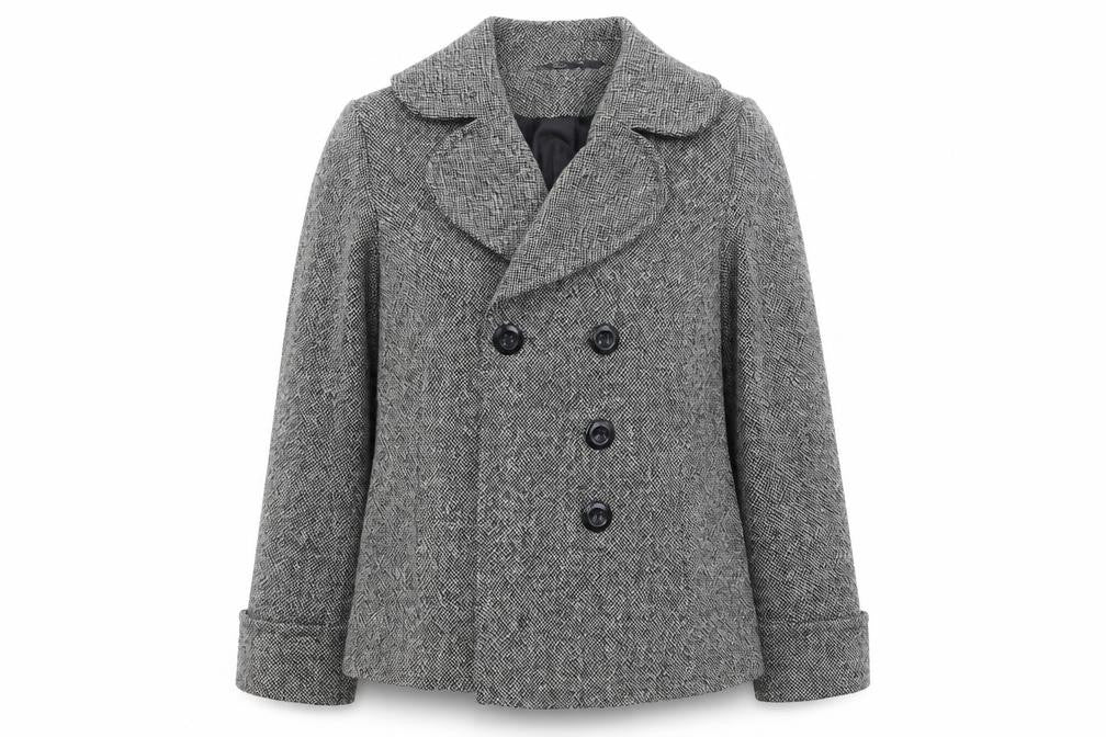 Front view of BHS women’s grey jacket, size UK 14, button