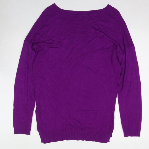 Marks and Spencer Womens Purple Round Neck Viscose Pullover Jumper Size 12