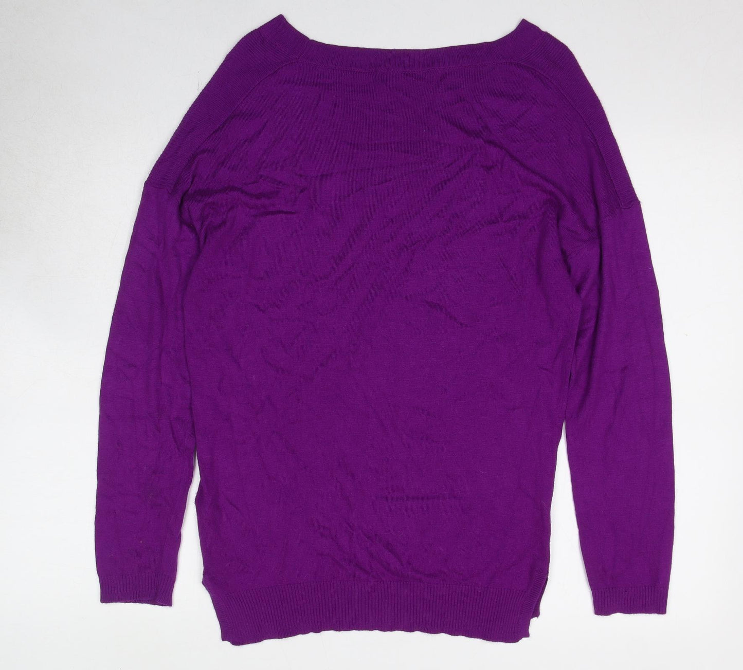 Marks and Spencer Womens Purple Round Neck Viscose Pullover Jumper Size 12