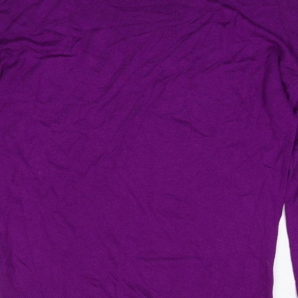 Marks and Spencer Womens Purple Round Neck Viscose Pullover Jumper Size 12