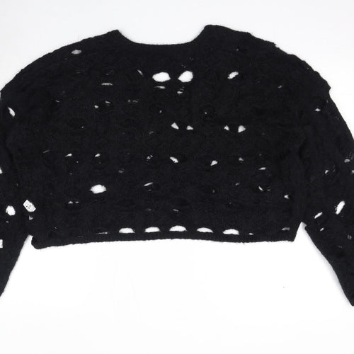Missguided Womens Black Round Neck Acrylic Pullover Jumper Size 14 - Size 14-16