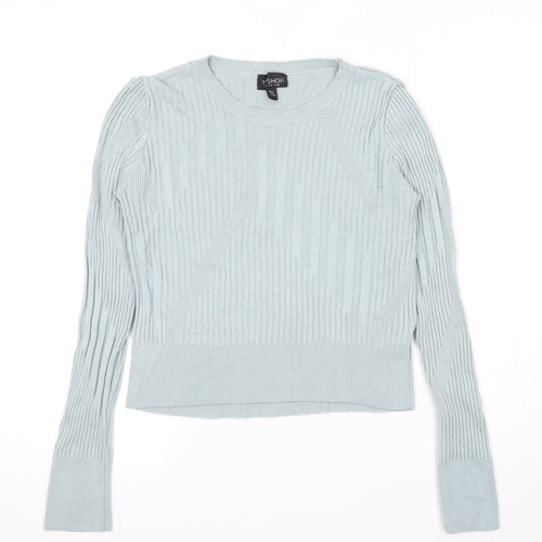 Topshop Womens Blue Round Neck Viscose Pullover Jumper Size 8