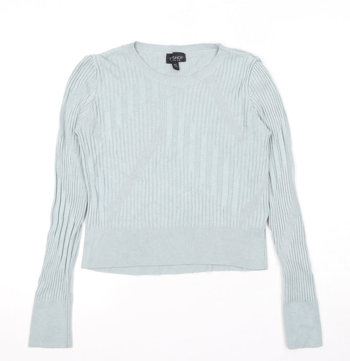 Topshop Womens Blue Round Neck Viscose Pullover Jumper Size 8