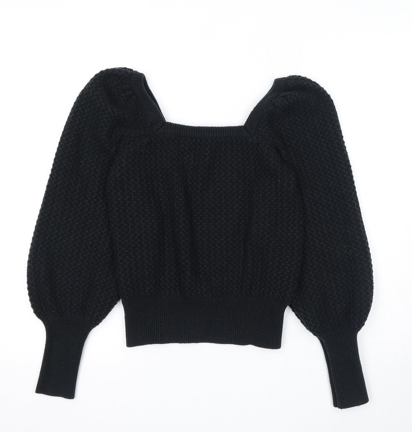 Dorothy Perkins Womens Black Square Neck Acrylic Pullover Jumper Size 10