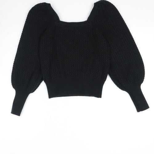 Dorothy Perkins Womens Black Square Neck Acrylic Pullover Jumper Size 10