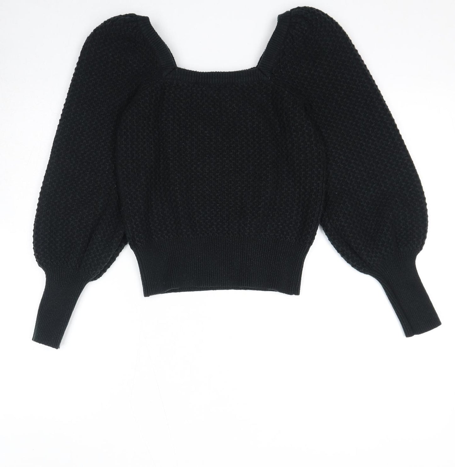 Dorothy Perkins Womens Black Square Neck Acrylic Pullover Jumper Size 10