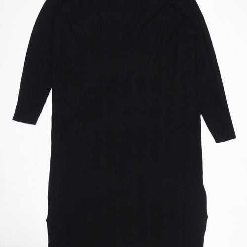 Marks and Spencer Womens Black Viscose Jumper Dress Size 24 Round Neck Pullover