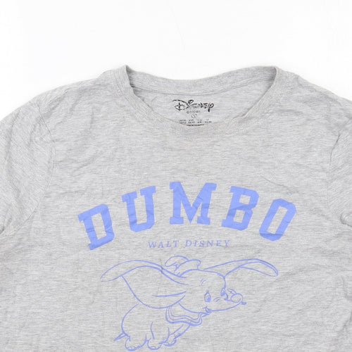 Disney Womens Grey Cotton Basic T-Shirt Size S Crew Neck - Dumbo