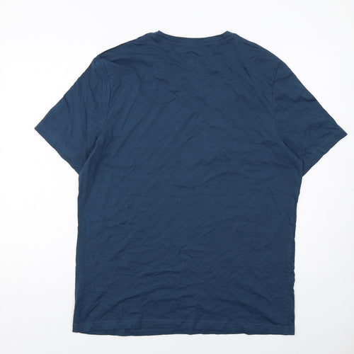 Marks and Spencer Mens Blue Cotton T-Shirt Size L Round Neck - Bicycle