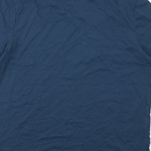 Marks and Spencer Mens Blue Cotton T-Shirt Size L Round Neck - Bicycle