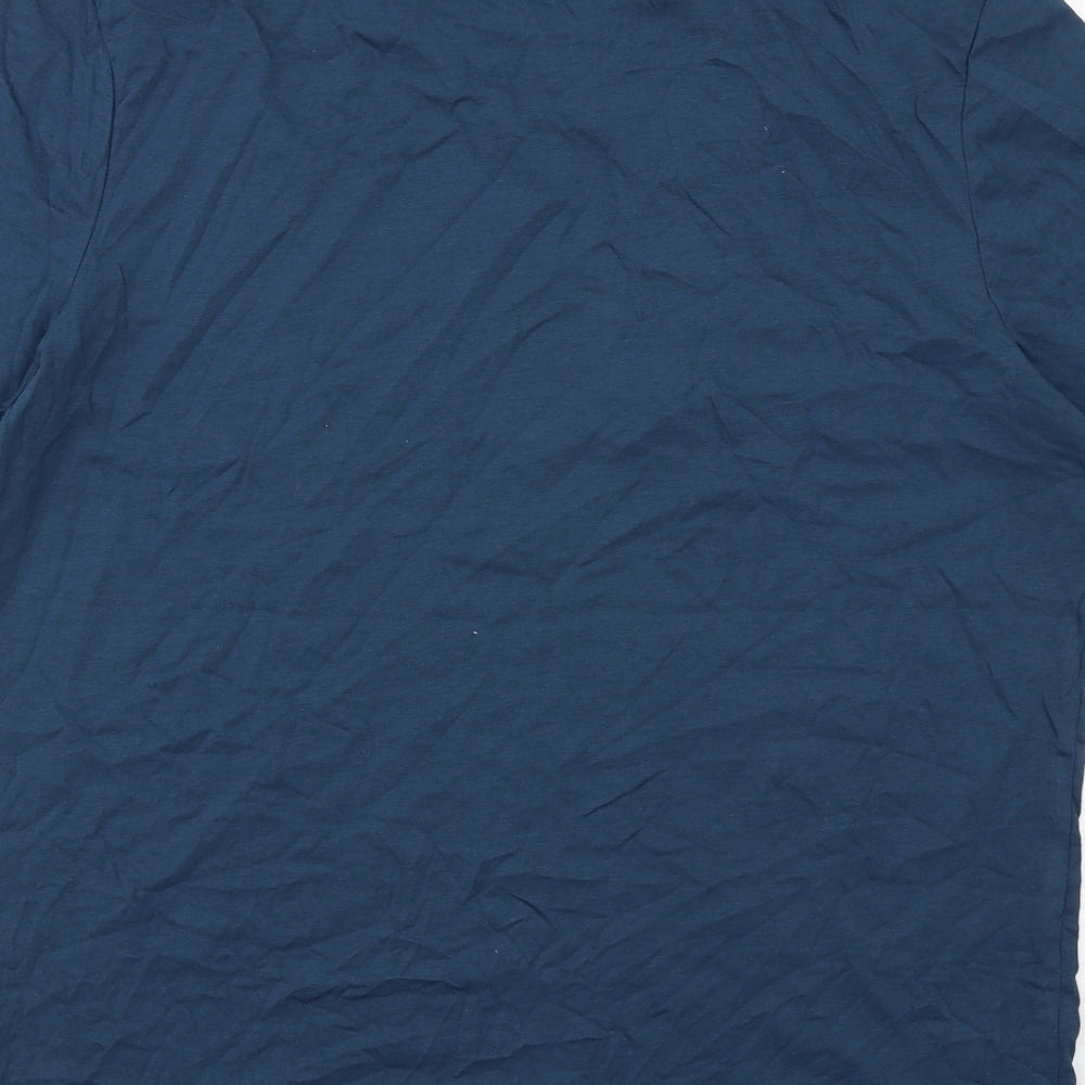 Marks and Spencer Mens Blue Cotton T-Shirt Size L Round Neck - Bicycle